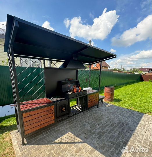 Мангалы в стиле лофт с крышей и печью