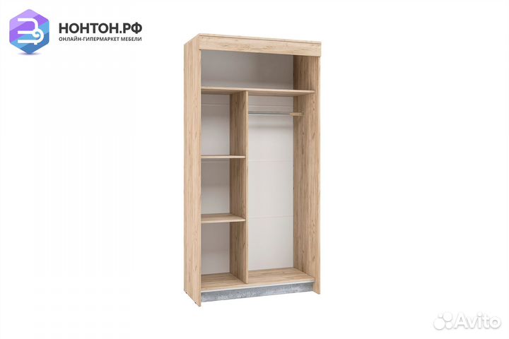 Шкаф-купе Бассо 1.0 м с зеркалом дуб крафт серый