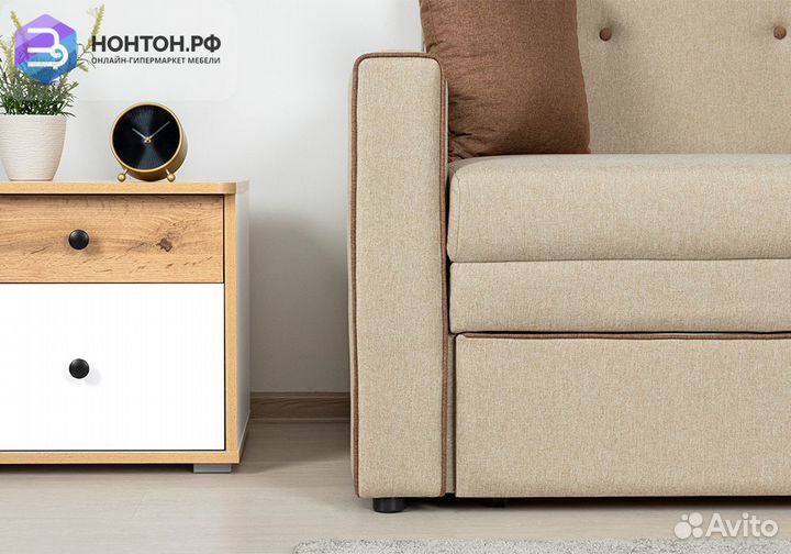 Диван выкатной Найс бежевый / коричневый