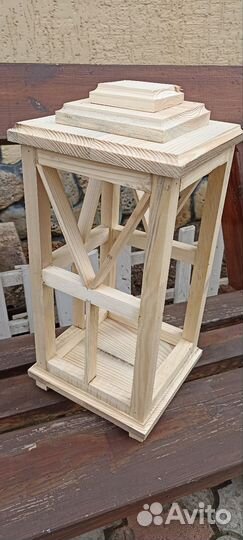 Фонарь декоративный деревянный и хлебница