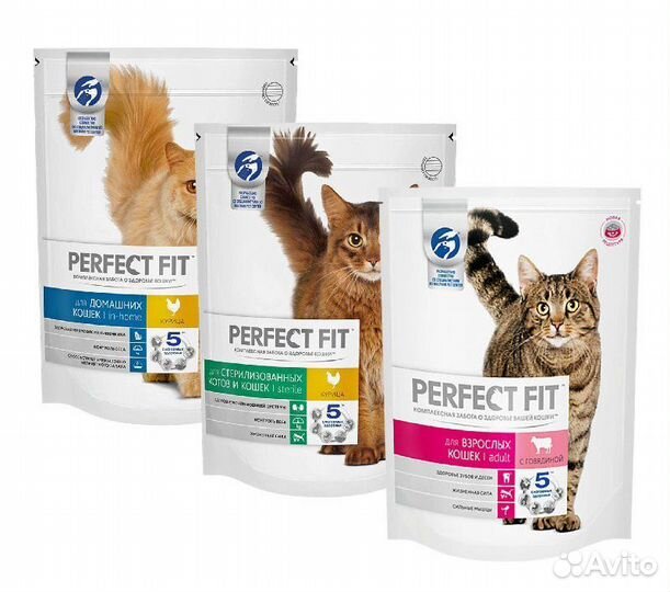 Корм для кошек Perfect fit в ассорт