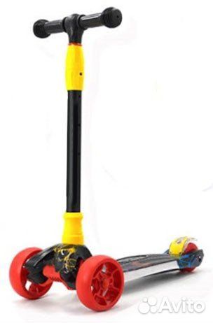 Самокат black aqua S00488 светящиеся колеса