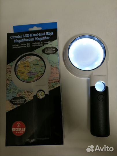 Лупа 5Х-75мм.21мм-20х Led 10 New