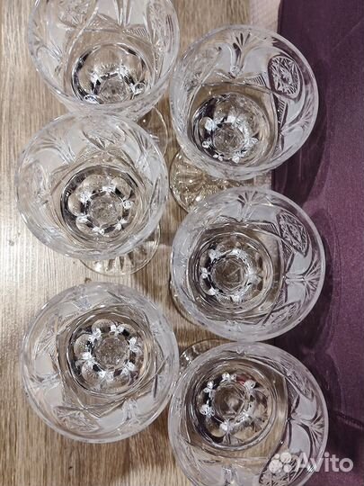 Хрустальные бокалы СССР набор 6 шт