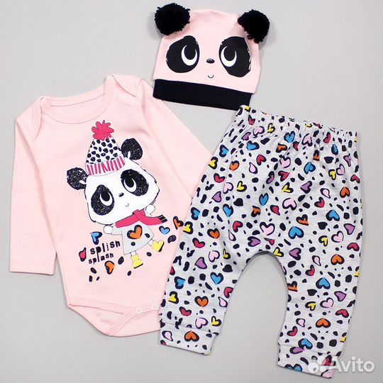 Комплект боди шапочка штанишки 68/74 см