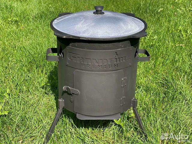 Казан 10 литров +печь с дверцей Grand Fire Premium