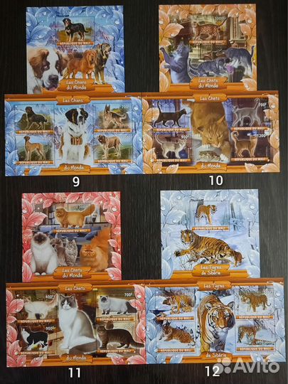 Коллекция марок Кошки, Собаки Фауна (чистые )