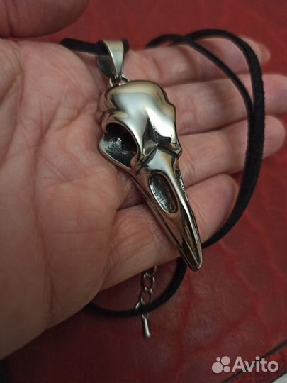 Череп Ворона нержавеющая сталь на шнурке