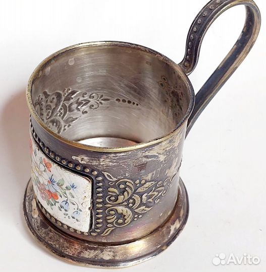 Подстаканни мельхиор, эмаль. Мстера СССР