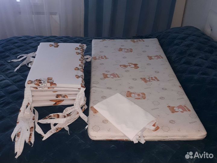 Матрас детский 120 60, бортики,защитная простыня