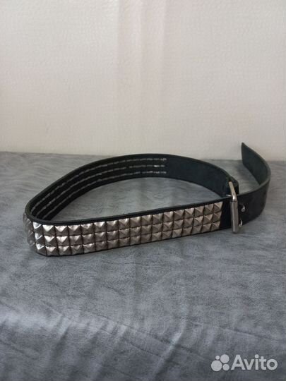 Ремень кожаный с елёпками в 3 ряда