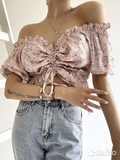 Топ летний укороченный на завязках