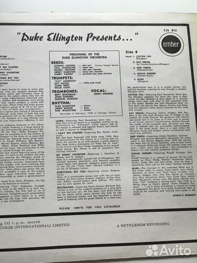 Duke Ellington “Presents.“Lp,USA,1965