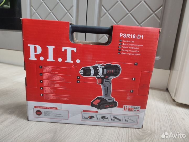 Аккумуляторная дрель pit psr18 d1