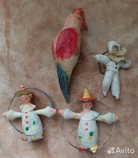 Ватные елочные игрушки ссср.Антиквариат