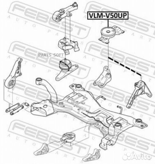 Febest VLM-V50UP Подушка коробки скоростей (гидрав