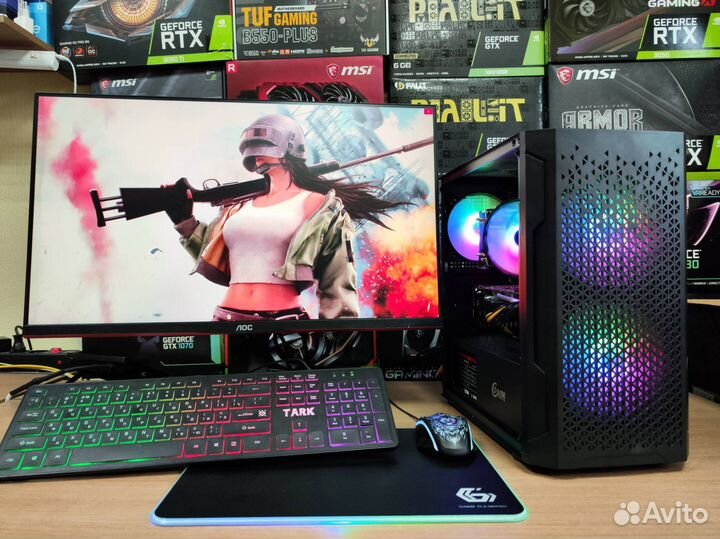 Игровой пк i3-10100f/ RX580 + монитор в комплекте