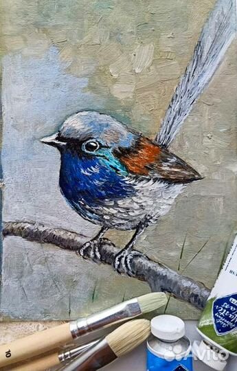 Картина маслом Птичка синичка