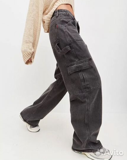 Джинсы широкие на низкой посадке карго у2к