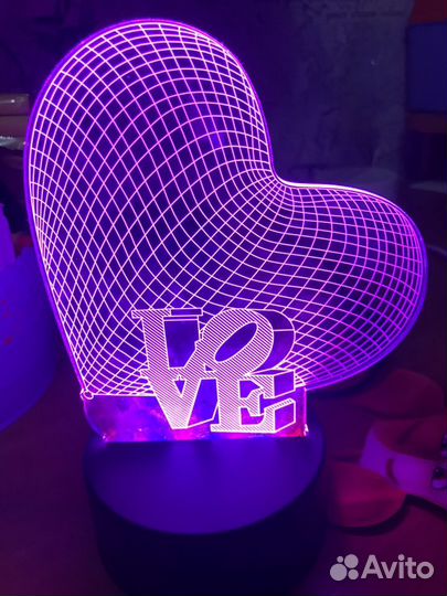 3D светильник 14 февраля Сердце Love Новый