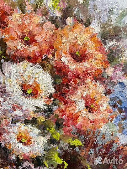 Картина маслом на холсте большая Букет цветов