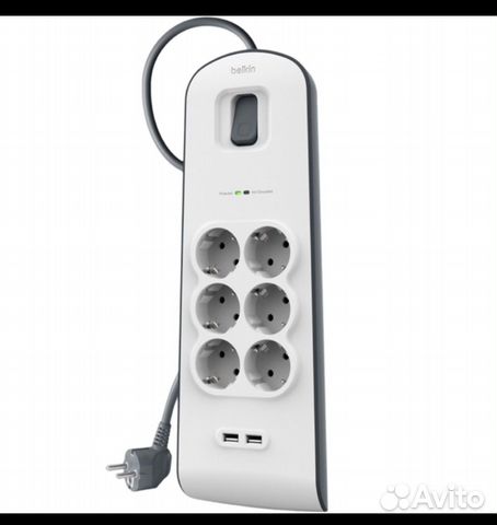 Сетевой фильтр belkin 2 usb, пилот 6 розеток