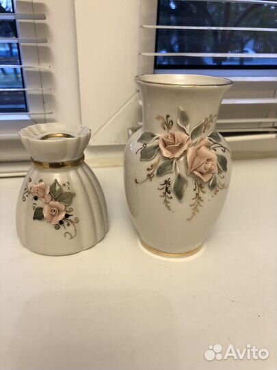 Вазочка фарфоровая и подсвечник