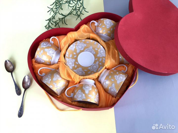 Новый Чайный сервиз 6 пар фарфор