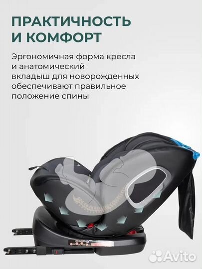 Автокресло 0-36кг поворотное isofix