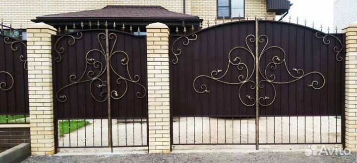Ворота с калиткой кованые 