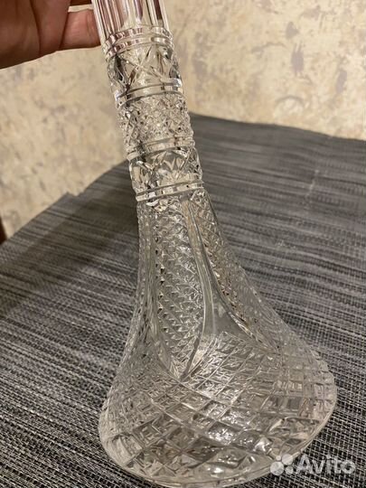 Хрустальный графин с мельхиоровым ободком
