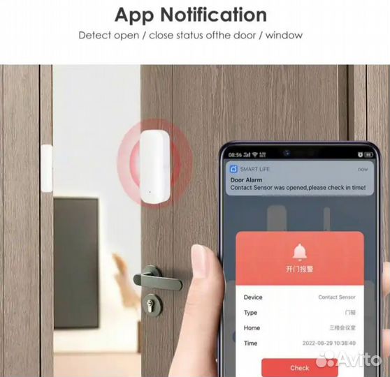 Смарт датчик открытия дверей, окон Zigbee 3.0