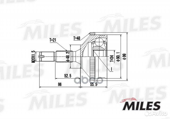 Шрус peugeot 206 1.4-1.9D 98- нар. (ABS) GA2037