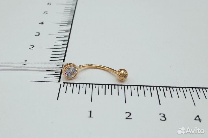 Пирсинг с синтетическим камнем Золото