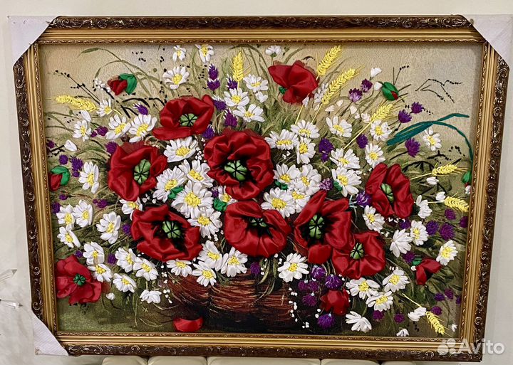 Картина вышивка лентами