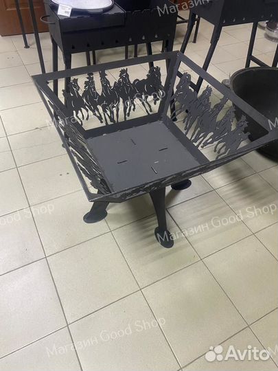 Чаша для костра 70х70 см (Рис. Кони ) съемные ножк