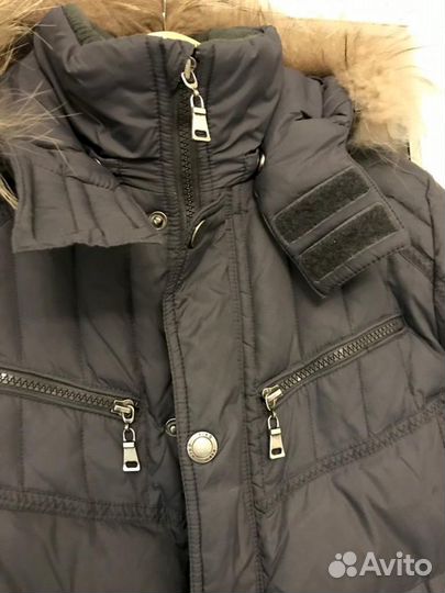 Зимний пуховик пух-перо с натуральным мехом на кап