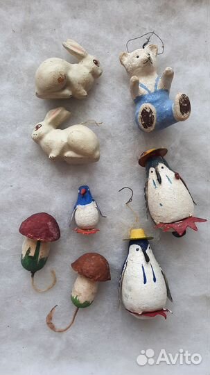 Елочные игрушки СССР ватные