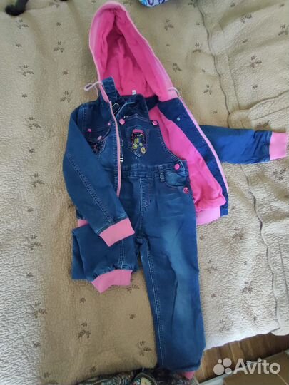 Джинсовый костюм на флисе, рост110