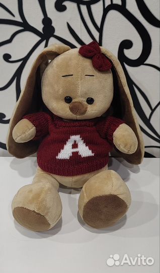 Мягкая игрушка заяц амигуруми Зайка в свитере 38см