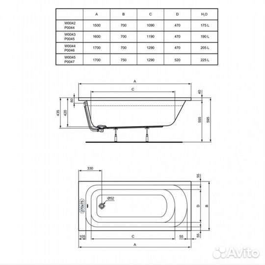 Акриловая ванна Ideal Standard Simplicity W004201