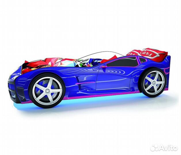 Детская кровать Турбо Синяя с подъемным матрасом