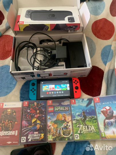 Nintendo switch комплект с коробкой и игры