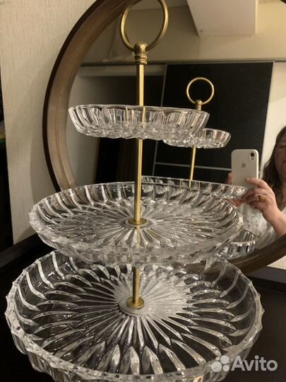 Хрустальная этажерка.латунь. Фужеры Богемия