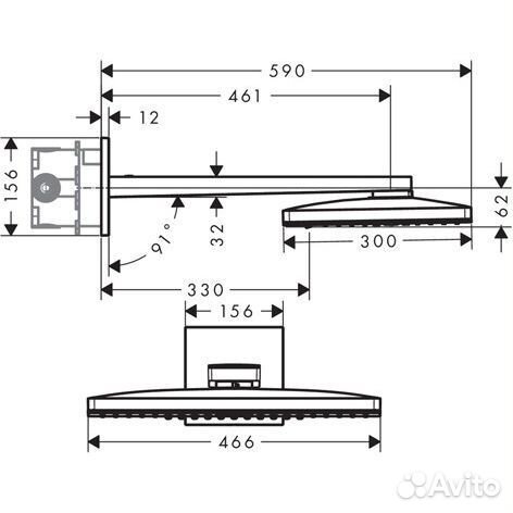 24007400 HG Rainmaker Select 460 3jet верхний душ