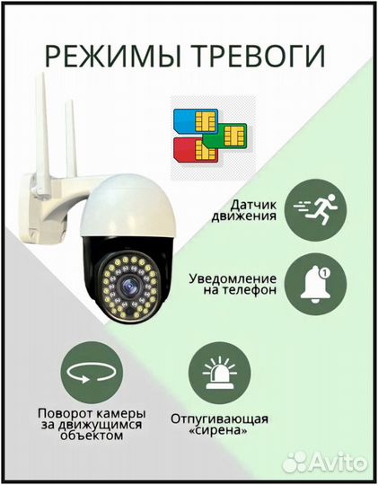 Уличная 4G камера, поворотная, на сим карте