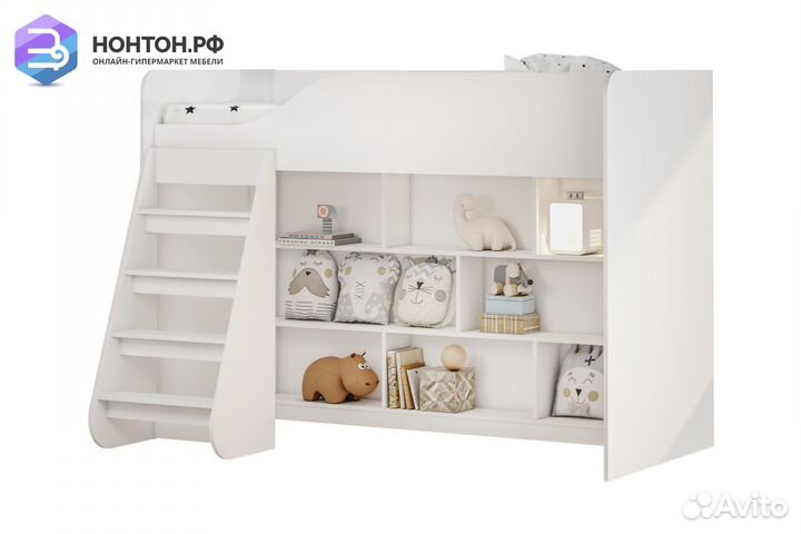 Кровать-чердак белая
