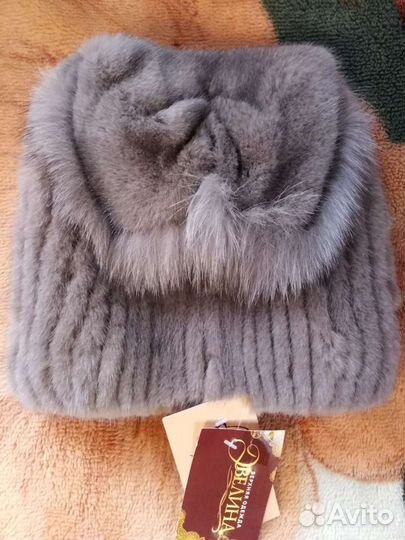 Шапка норковая вязаная
