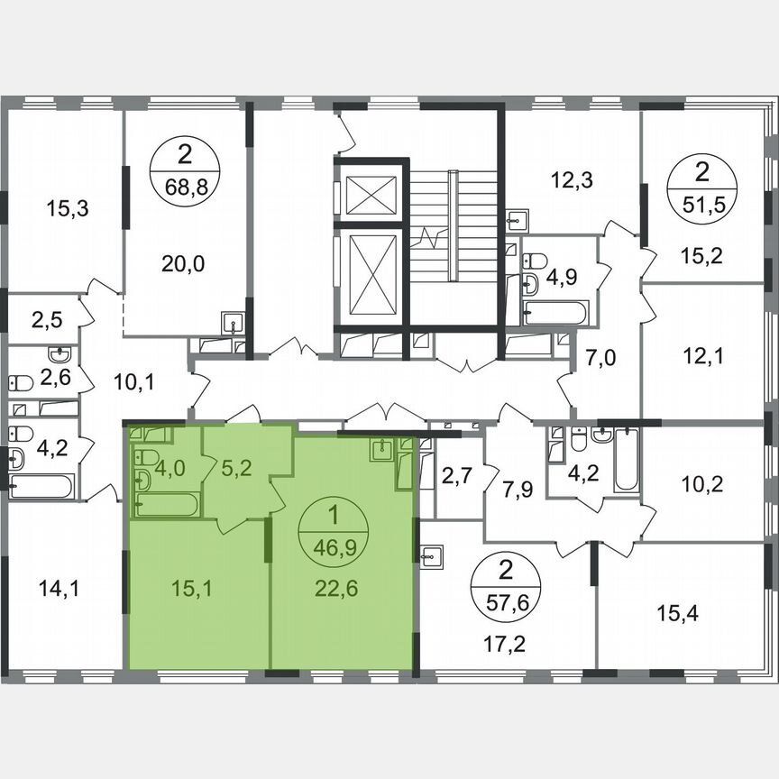 1-к. квартира, 46,9 м², 6/17 эт.