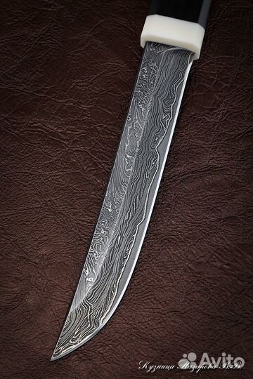 Нож Танто-2 дамаск ламинированный черный граб дере